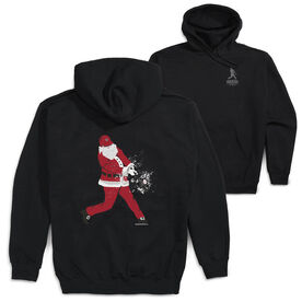 Baseball Hooded Sweatshirt - Home Run Santa(Back Design) [Youth Medium/Black] - SS