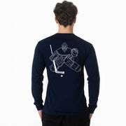 Hockey Tshirt Long Sleeve - Hockey Goalie Sketch (Back Design)