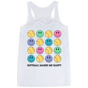 Softball Flowy Racerback Tank Top - Softball Makes Me Happy