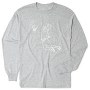 Basketball Tshirt Long Sleeve - Basketball Player Sketch [Adult Medium/Gray] - SS