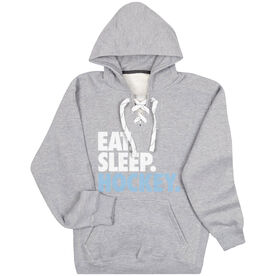 Hockey Sport Lace Sweatshirt Eat. Sleep. Hockey.
