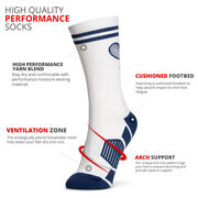 Tennis Woven Mid-Calf Socks - Crossed Racquets