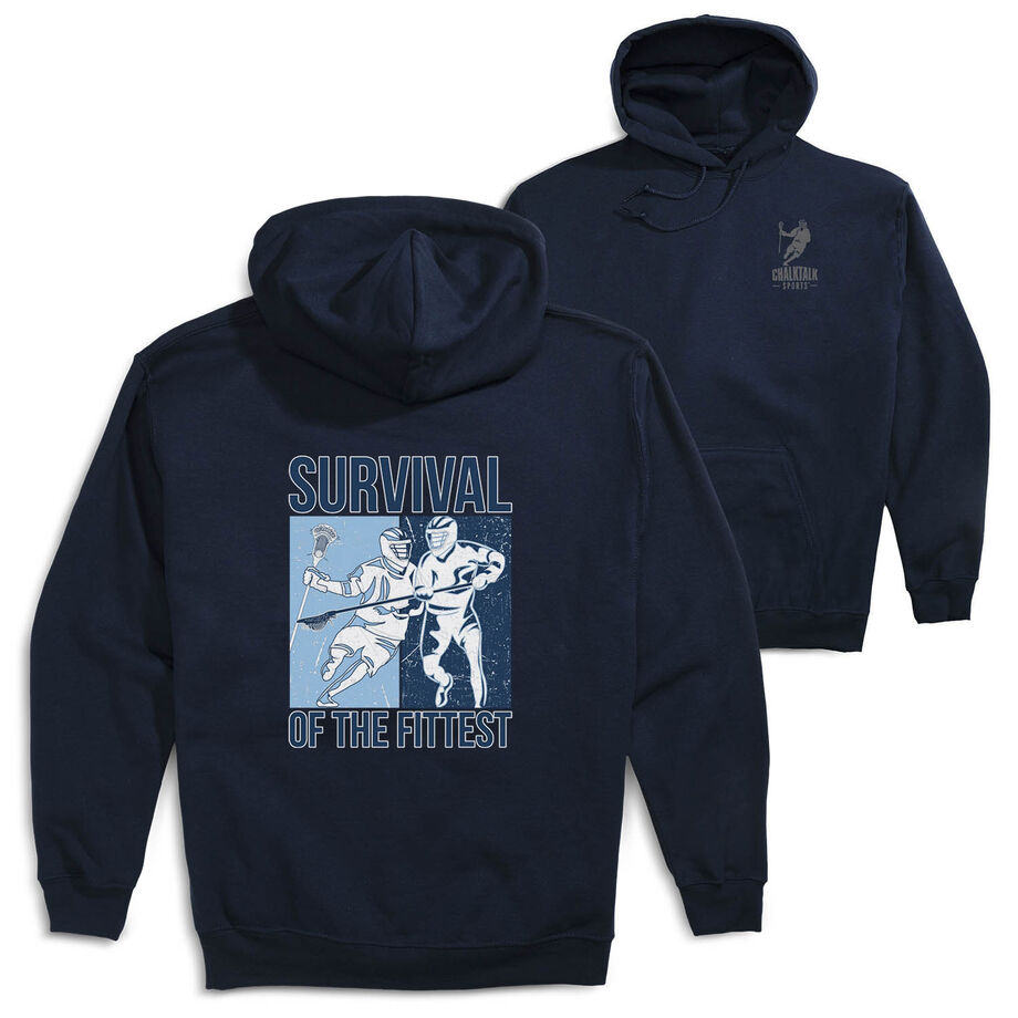 Guys Lacrosse Hooded Sweatshirt - Survival of the Fittest (Back Design)