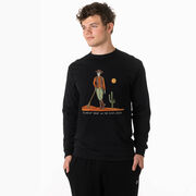 Guys Lacrosse Tshirt Long Sleeve - Slingin Heat In The High Noon