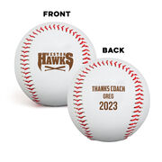 Engraved Baseball Front/Back - Thanks Coach with Team Logo