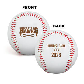 Engraved Baseball Front/Back - Thanks Coach with Team Logo