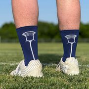 Guys Lacrosse Woven Mid-Calf Socks - Single Stick (Navy/White)