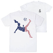 Soccer Short Sleeve T-Shirt - Girls Soccer Stars and Stripes Player (Back Design)