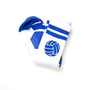 Volleyball Woven Mid-Calf Socks - Ball (White/Royal)