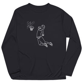 Basketball Long Sleeve Performance Tee - Basketball Player Sketch