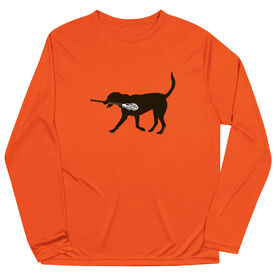 Guys Lacrosse Long Sleeve Performance Tee - Max The Lax Dog