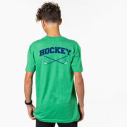 Hockey Short Sleeve T-Shirt - Hockey Crossed Sticks Logo (Back Design)