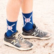 Baseball Woven Mid-Calf Socks - Crossed Bats Blue