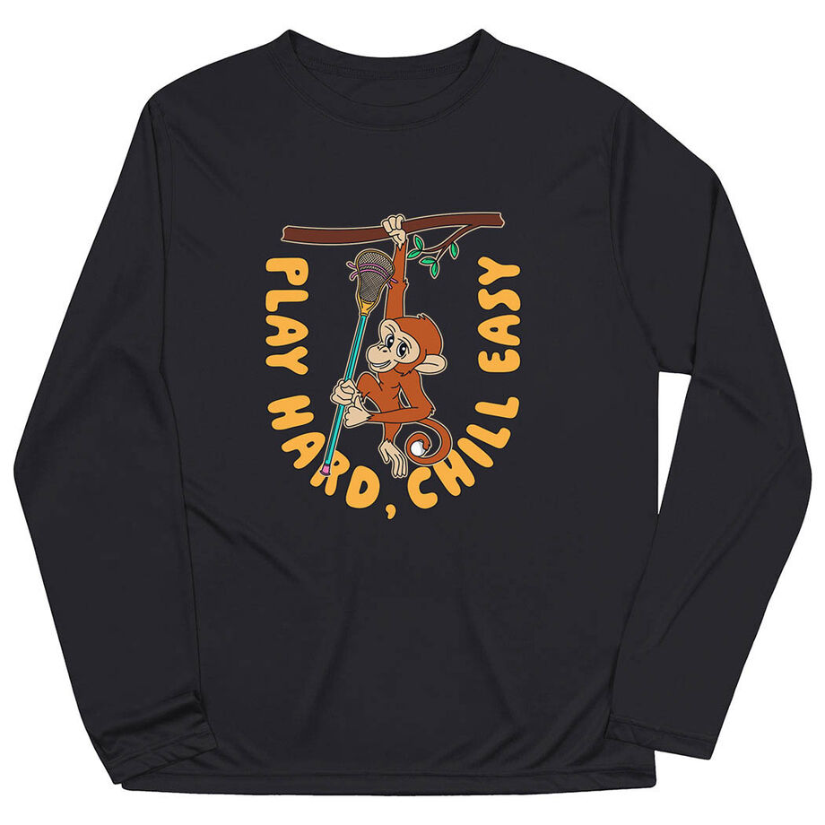 Guys Lacrosse Long Sleeve Performance Tee - Play Hard, Chill Easy