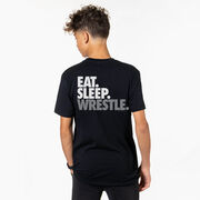 Wrestling Short Sleeve T-Shirt - Eat Sleep Wrestle (Stack) (Back Design)