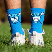 Guys Lacrosse Woven Mid-Calf Socks - Lax Helmet - Blue