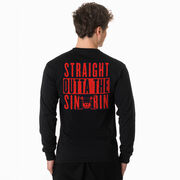 Hockey Tshirt Long Sleeve - Straight Outta The Sin Bin (Back Design)