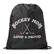 Hockey Drawstring Backpack - Loud and Proud Hockey Mom