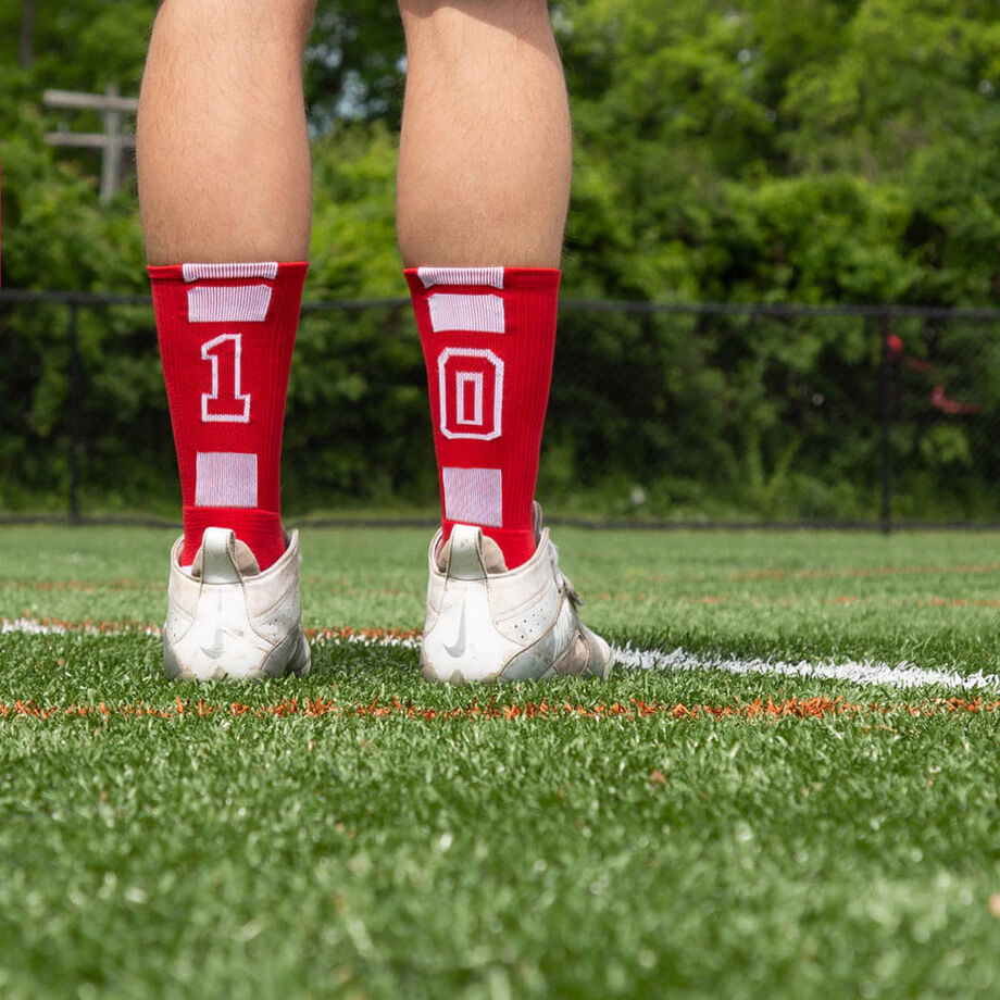 Team Number Woven Mid-Calf Socks - Red | ChalkTalkSPORTS