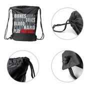 Football Drawstring Backpack Bones Saying