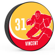 Personalized Goalie with Team Colors Hockey Puck