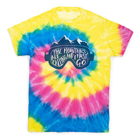 Skiing & Snowboarding Short Sleeve T-Shirt - The Mountains Are Calling Tie Dye