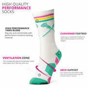 Girls Lacrosse Woven Mid-Calf Socks - Crossed Sticks - Retro
