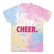 Cheerleading Short Sleeve T-Shirt - Eat. Sleep. Cheer Tie Dye [Adult Large/Sherbet] - SS