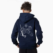 Hockey Hooded Sweatshirt - Hockey Goalie Sketch (Back Design)