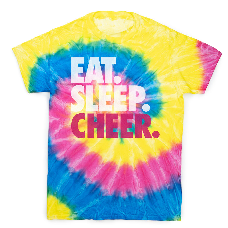 Cheerleading Short Sleeve T-Shirt - Eat. Sleep. Cheer Tie Dye