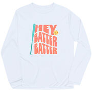 Softball Long Sleeve Performance Tee - Hey Batter Batter