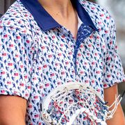 Guys Lacrosse Short Sleeve Polo Shirt - Patriotic