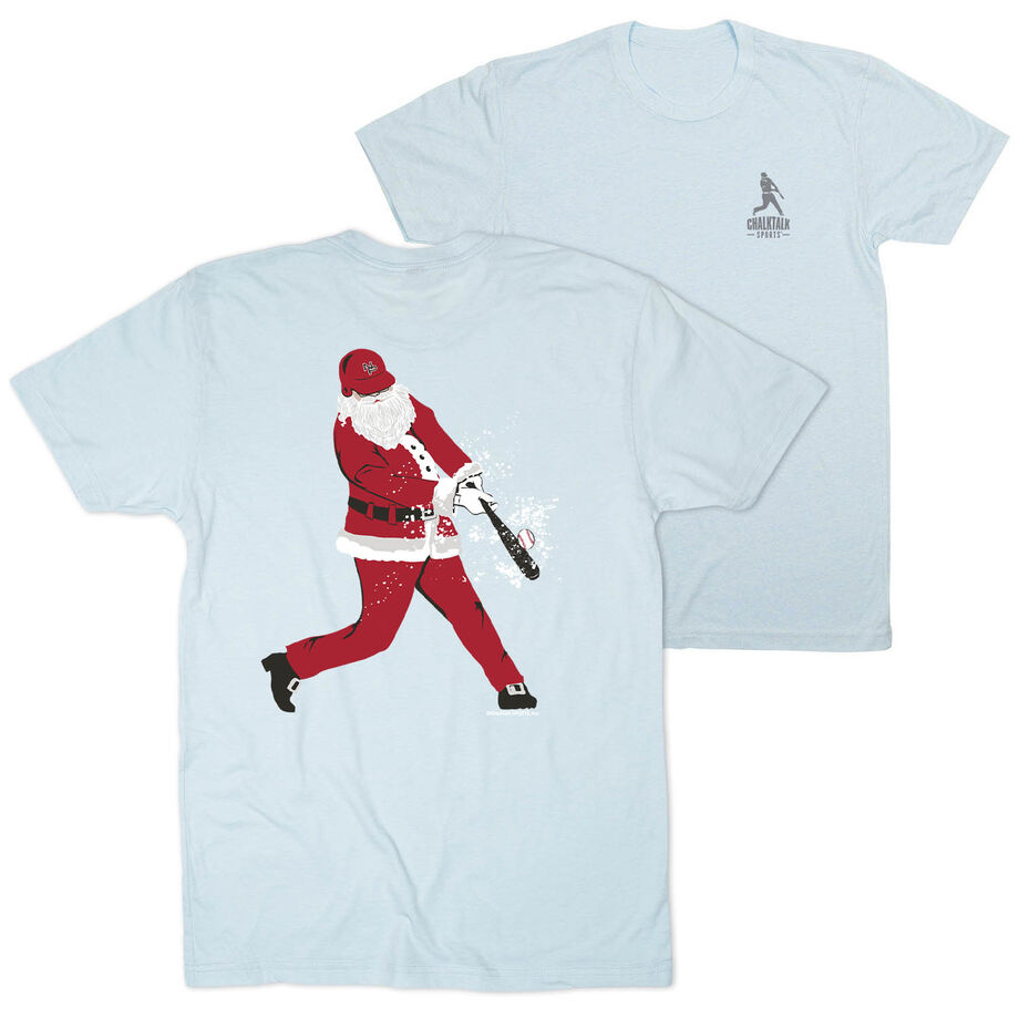 Baseball Short Sleeve T-Shirt - Home Run Santa (Back Design)