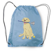 Girls Lacrosse Drawstring Backpack - Chase The Lax Dog 