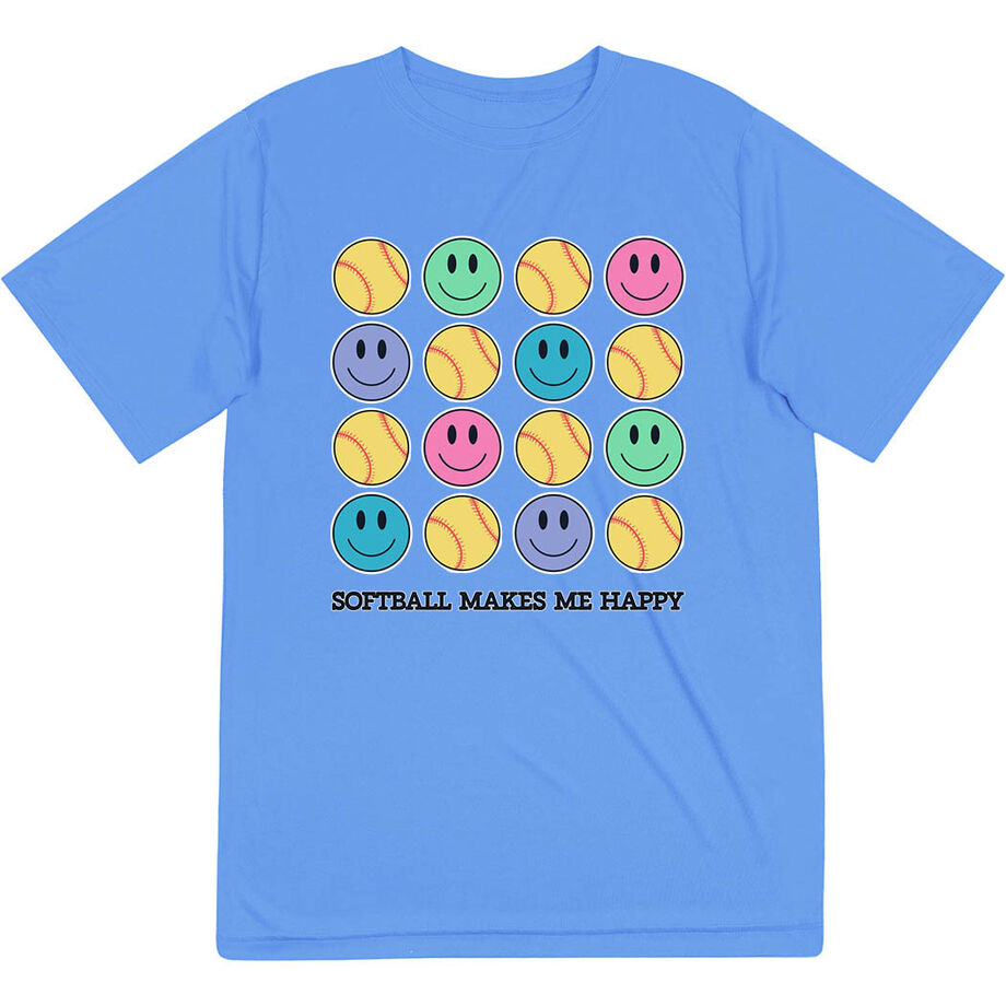 Softball Short Sleeve Performance Tee - Softball Makes Me Happy