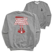 Baseball Crewneck Sweatshirt  - Baseball's My Favorite (Back Design)