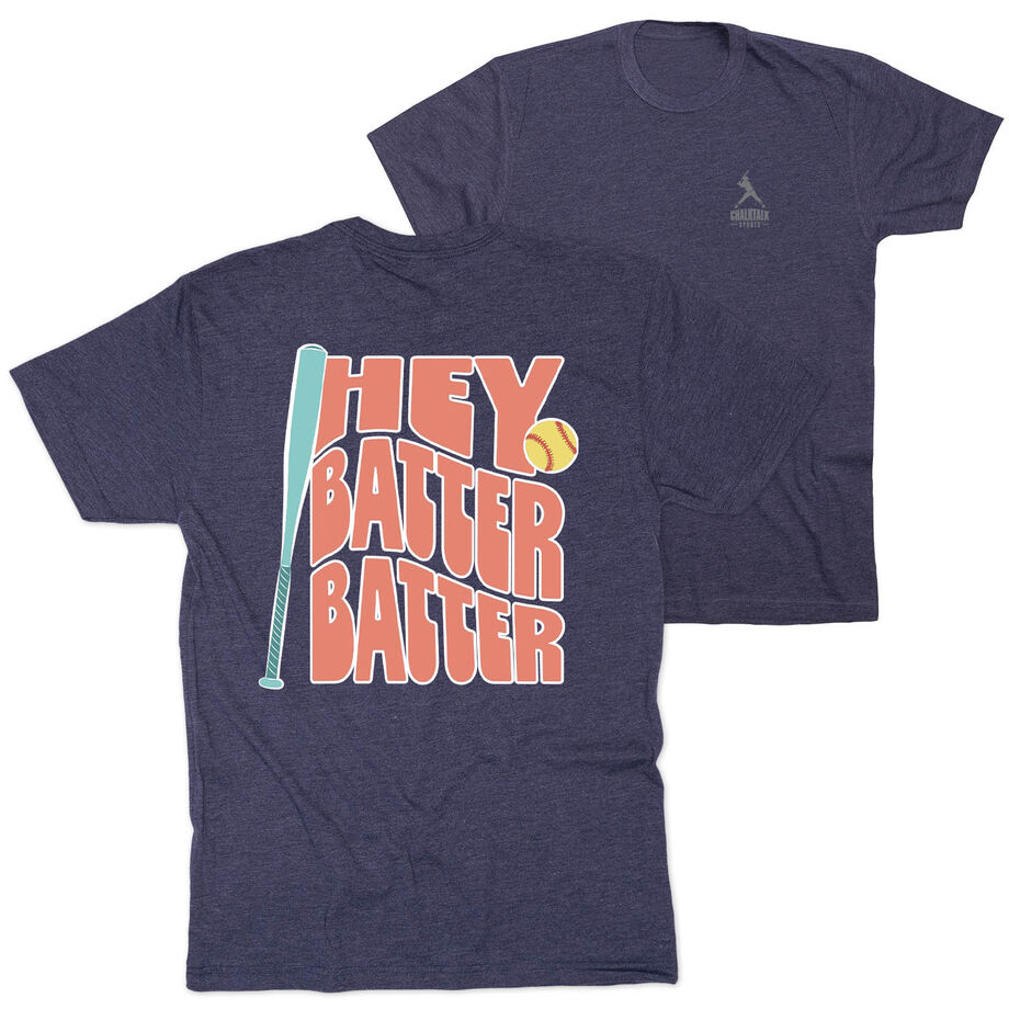 Softball Short Sleeve T-Shirt - Hey Batter Batter (Back Design)