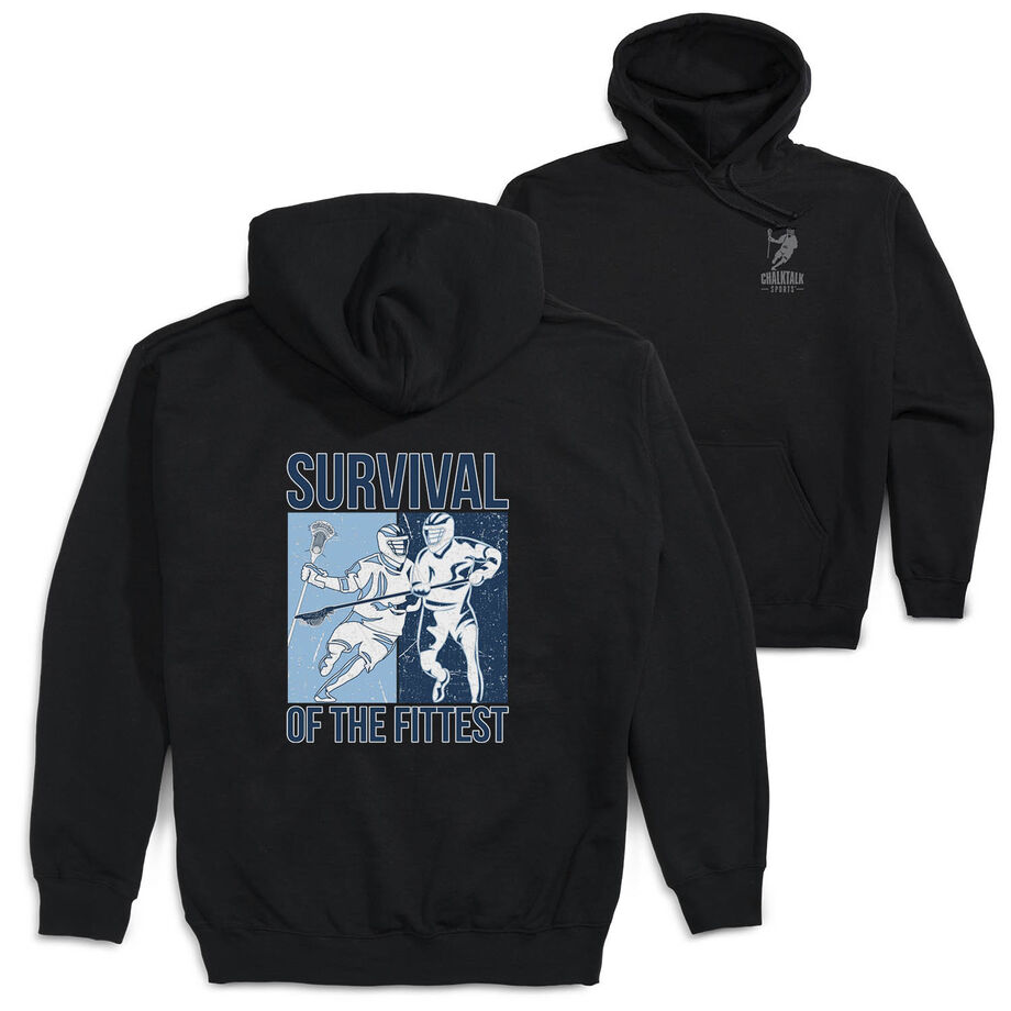 Guys Lacrosse Hooded Sweatshirt - Survival of the Fittest (Back Design)