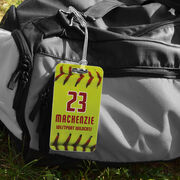 Softball Bag/Luggage Tag - Personalized Big Number with Softball Stitches