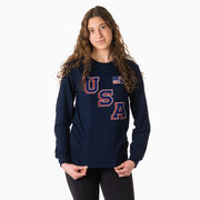 Hockey Tshirt Long Sleeve - Hockey USA Gold