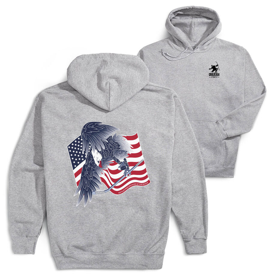 Hockey Hooded Sweatshirt - Hockey Eagle (Back Design) 