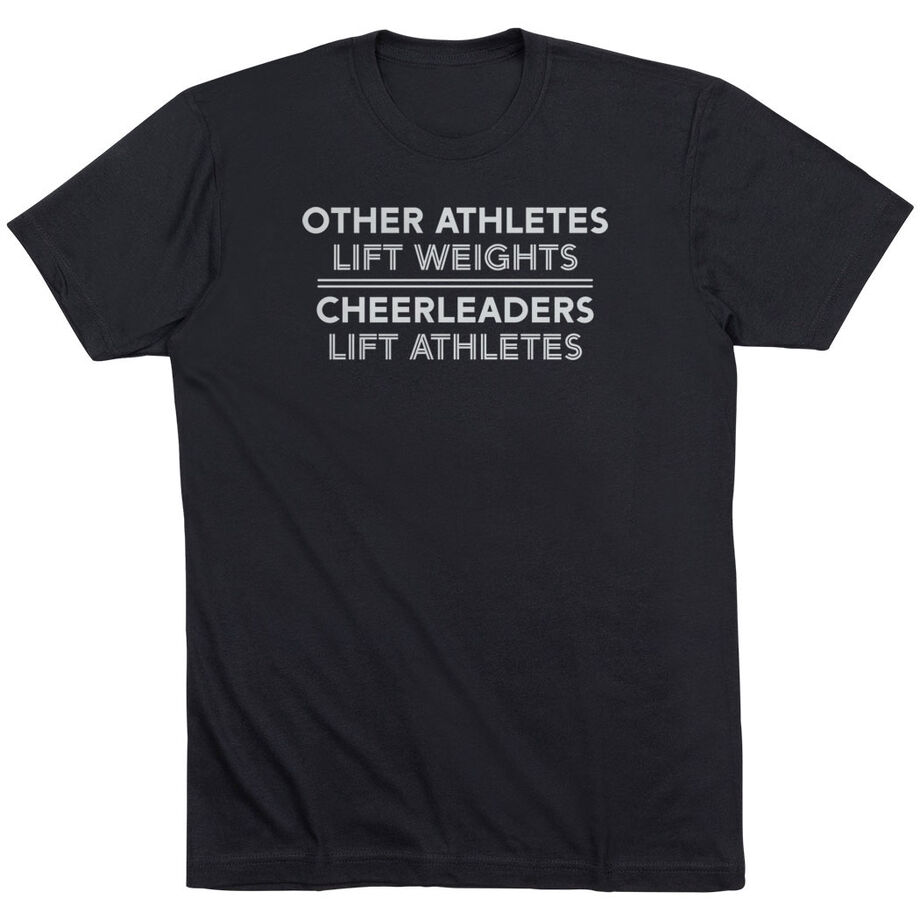 Cheerleading Short Sleeve T-Shirt - Cheerleaders Lift Athletes [Adult Small/Black] - SS