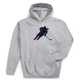 Hockey Hooded Sweatshirt - Hockey Girl Glitch