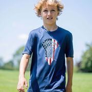 Guys Lacrosse Short Sleeve Performance Tee - Patriotic Stick