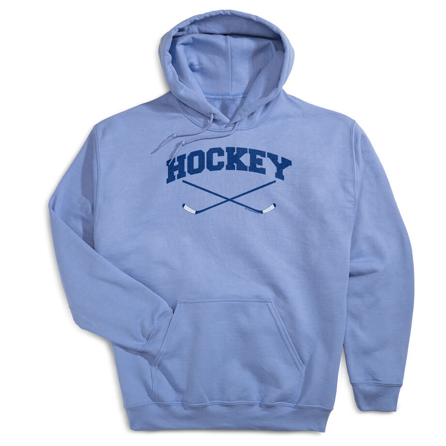 Hockey Hooded Sweatshirt - Hockey Crossed Sticks Logo - Personalization Image