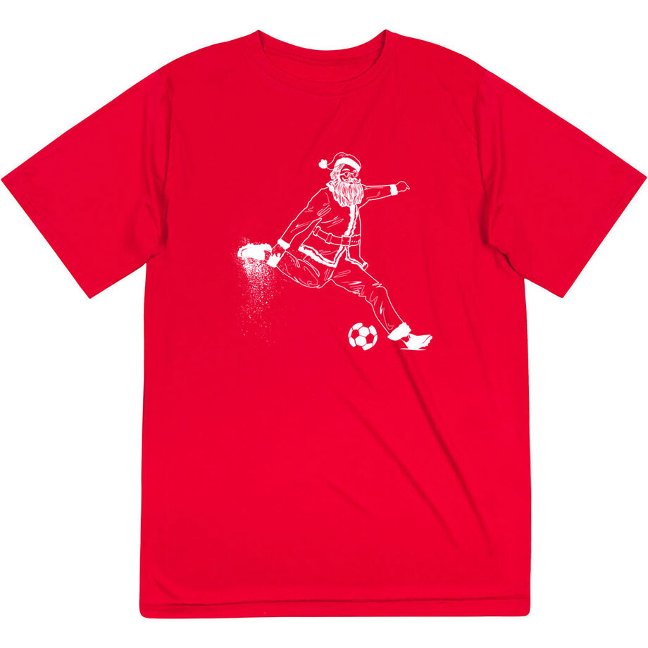 Soccer Short Sleeve Performance Tee - Santa Player - Personalization Image