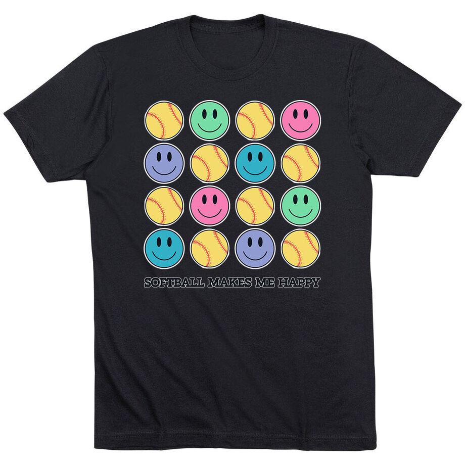 Softball Short Sleeve T-Shirt - Softball Makes Me Happy