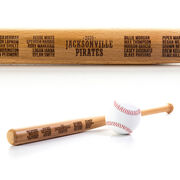 Engraved Mini Baseball Bat - Team Name With Roster