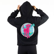 Girls Lacrosse Hooded Sweatshirt - Lacrosse Dog with Girl Stick (Back Design)