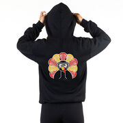 Girls Lacrosse Hooded Sweatshirt - Goofy Turkey Player (Back Design)